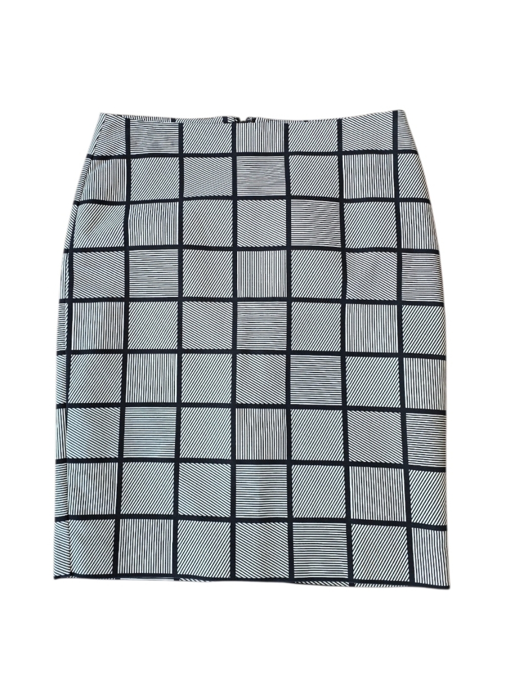 Ann Taylor Black White Geometric Pattern Straight Pencil Skirt 6